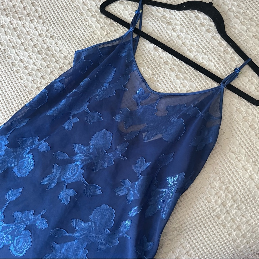 Delicates Navy Floral Lace Chemise / night gown